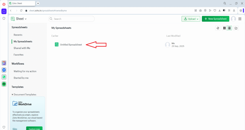 जोहो शीट लॉगिन के बाद